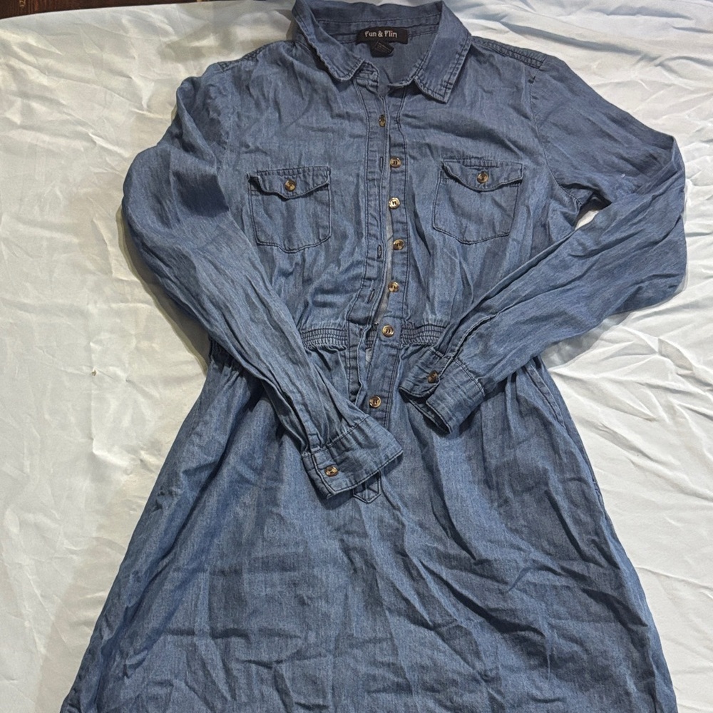 Fun & Flirt Denim Long Sleeve Dress (Great Teacher or beach day)